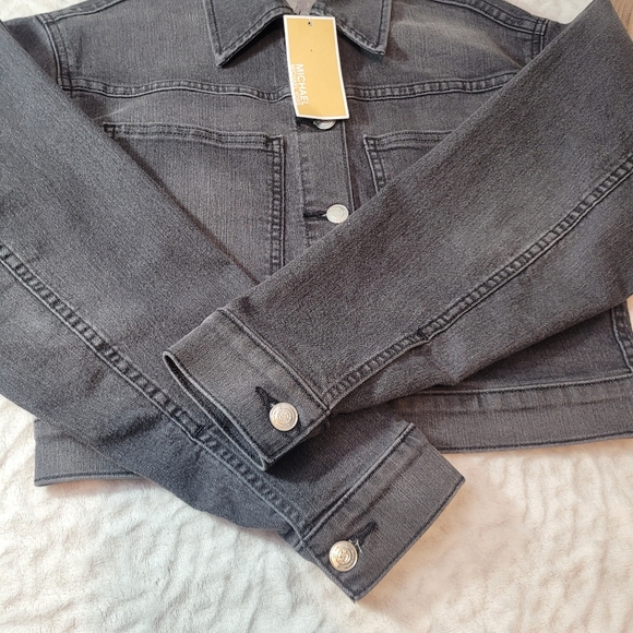 Michael kors women's Cropped Demin Jacket Size XS Steel Grey Washed NWT - Picture 5 of 15
